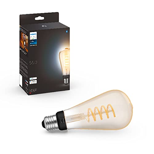 Philips Hue White Filament, Lampadina Led Smart A Filamento Edison, Luce Bianca Calda, Dimmerabile, Attacco E27