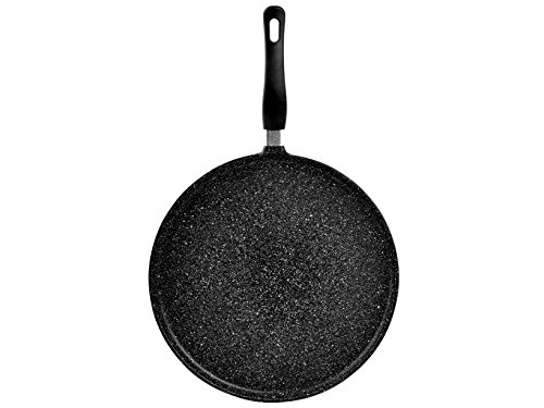 H&H Crepiera Antiaderente Pietra Manico Bakel Cm32 Pentole E Preparazione Cucina, Alluminio, Nero, 32 Cm