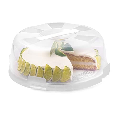 Snips | Porta Torta O Dolci Delice Con Coperchio| Colore Bianco | 4 Chiusure Di Sicurezza | Diametro 28 | Made In Italy | Bpa Free
