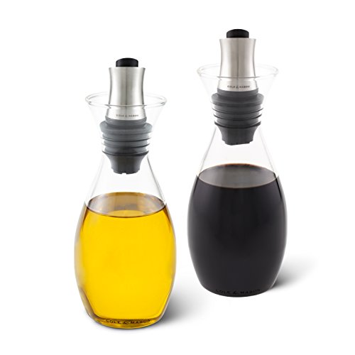 Cole & Mason H103028 Haverhill Set Di Dispenser Per Olio E Aceto, 370Ml, Bottiglie Olio Con Dosatore, Vetro, Acciaio Inossidabile, 2 X Bottiglie, Forn