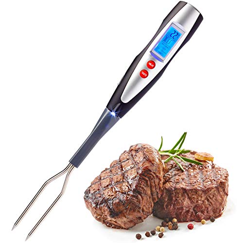 Westmark Forcone Con Termometro Per Arrosto E Grill, Con Torcia E Display Led, Lunghezza: 38,5 Cm, Acciaio Inox/Plastica/Silicone, Argento/Nero/Rosso,