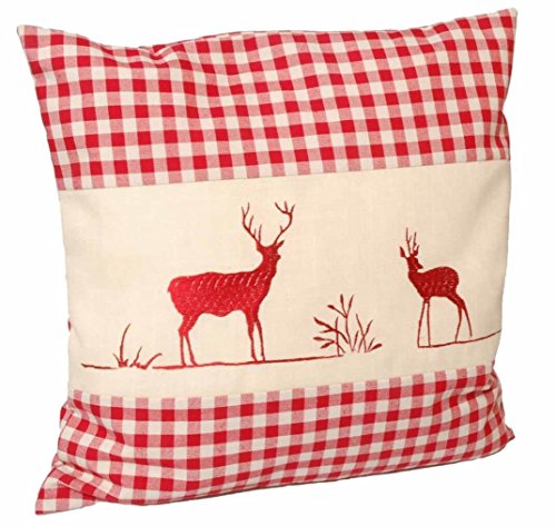 Cervi Di Cuscino Singolo Red A Scacchi Con Ingenorgia Riempita Con Chip Di Pietra Alpi Al 100% Zirbenholz 40X40 Cm