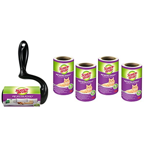 Scotch-Brite - Rullo Per Capelli Extra Appiccicoso Per Capelli, Extra Appiccicoso Per Animali Domestici Scotch-Brite, Confezione Da 4 Pezzi Bianco