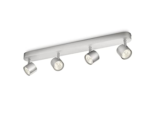 Philips Lighting Faretti Star, 4 Punti Luce Orientabili, Led Integrato, 5W, Base Tonda, Grigio