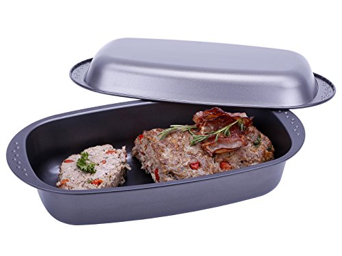 Chg 9942 – 05 Forma Rostiera Con Coperchio, Antiaderente, Antracite Metallizzato, 37 X 20 X 7 Cm