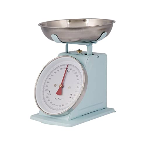 Plint New 3Kg Traditional Weighing Kitchen Scale With Stainless Steel Bowl, Retro Scales Mechanical Vintage, Retro Food Scales With Large Metal Bowl (