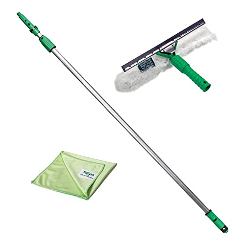 Unger Ak131 - Kit Da 1,25 M, Con Tergicristallo E Asta Di Prolunga, Panno In Microfibra, Per La Pulizia Delle Strisce, Colore Verde, 1,25 M
