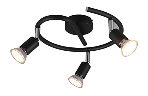 Trio Leuchten R80913932 Faretto Paris, Girandola Lampadine Escluse, 3 Luci Attacco, Gu10, Nero Opaco