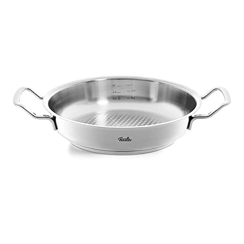 Fissler Original,Profi Collection Padella Rotonda Da Portada In Acciaio Inox 2 L, 24 Cm, Con Coperchio Alto, Superficie Di Cottura Novogrill, Scala Di