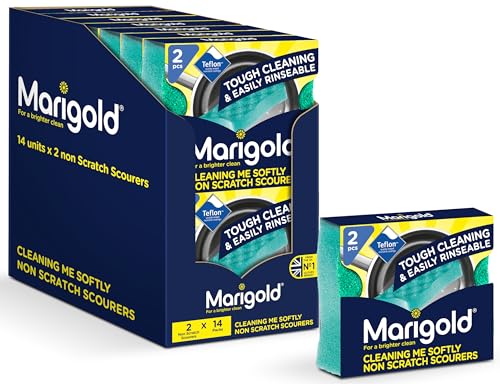 Marigold Calendula Mi Pulizia Morbida Spugna Abrasiva Antigraffio, Colore: Verde, Confezione Da 14
