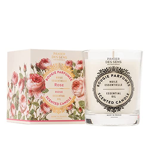 Panier Des Sens - Candela Profumata Alla Rosa - Candele Profumate Per Casa - Candela Olio Essenziale - Candele Aromaterapia Relax - Lunga Durata & Sto