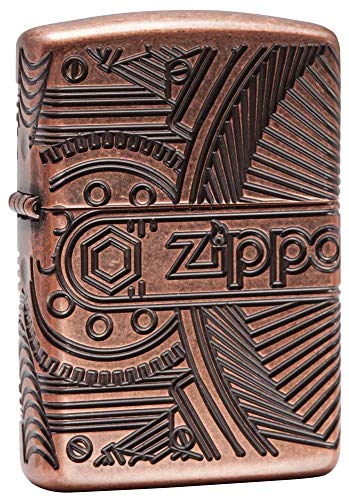 Zippo Mechanic 360 Multicut, Accendino Antivento, Ricaricabile A Benzina Unisex Adulto, Armor Antique Copper, Regular 5.7 X 3.7 X 1.2 Cm