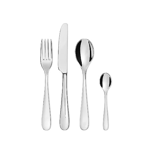 Alessi - 5180S24M - Nuovo Milano Servizio Di Posate Composto Da Sei Cucchiai Da Tavola, Sei Forchette Da Tavola, Sei Coltelli Da Tavola, Sei Cucchiain