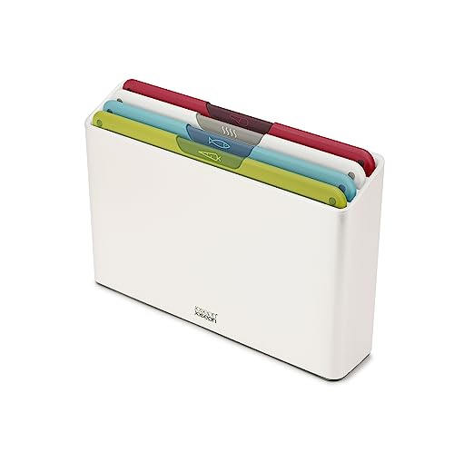Joseph Joseph Folio Icon, Set Di 4 Taglieri Da Cucina Antiscivolo Con Custodia - Medio, Bianco