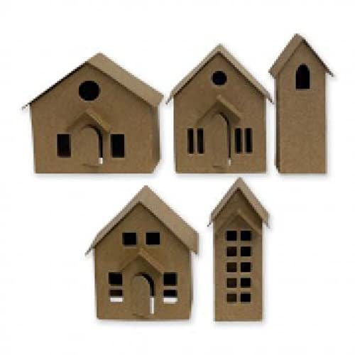 Sizzix 664741 - Set Di Fustelle Thinlits, Motivo Villaggio Di Tim Holtz, Confezione Da 16