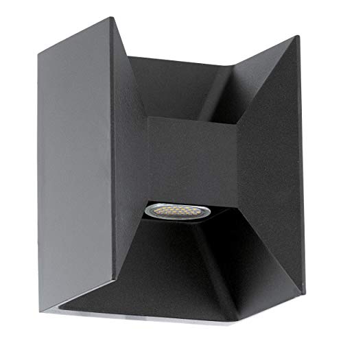 Eglo Lampada Da Parete Da Esterni A Led Morino, Lampada Da Esterno A Due Punti Luce, Lampada Da Parete In Alluminio, Antracite, Ip44