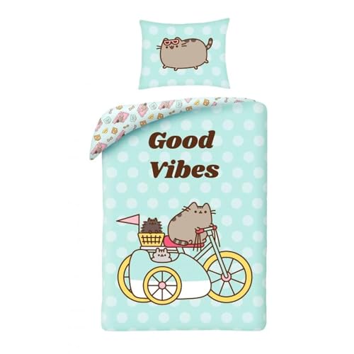 Pusheen - Set Copripiumino 100% Cotone, 140 X 200 Cm + Federa 70 X 90 Cm