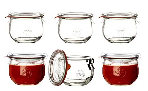 Weck Bicchiere Forma Di Tulipano, Set Di 6, Comprensivo Di Coperchio, Anello Di Tenuta E Morsetto, Volume 580 Ml Ciascuno, 6 Unità