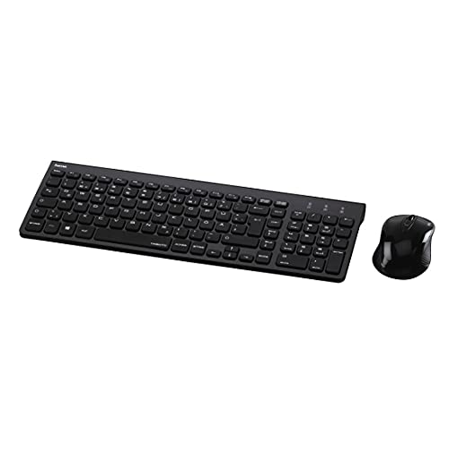 Hama Tastiera Wireless Con Set Di Mouse Wireless (Tastiera Silenziosa Per Computer Con Tasti Piatti, Tastierino Numerico, Layout Qwertz Tedesco, Mouse