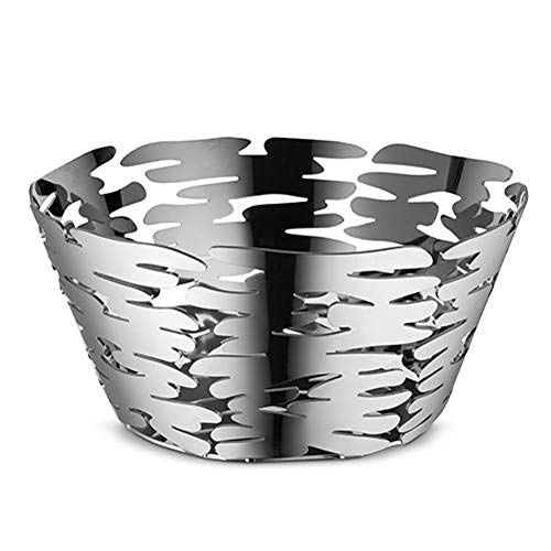 Alessi Barket Bm10/21 - Cestino Di Design Con Decoro Traforato In Acciaio Inox, 21 Cm