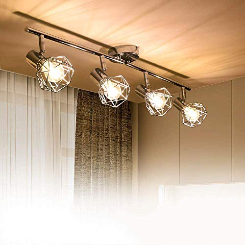 Padma Faretti Da Soffitto Led Orientabili, Include 4 Lampadine E14 Da 4W, Faretto Da Soffitto Luce Calda, Plafoniera Moderna Da Soffitto Per Camera Da