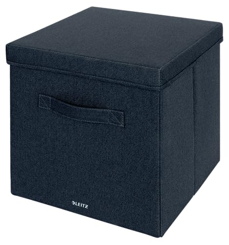Leitz Scatola Portaoggetti In Tessuto Con Coperchio, Set Di 2 Scatole, Forma Di Cubo, Pieghevole, Grigio Velluto, Grande, 61450089