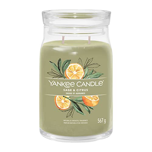 Yankee Candle Signature Candela Profumata, Salvia & Agrumi In Giara Grande, Candele Di Miscela Di Cera Di Soia Lunga Durata, Regalo Per Le Donne