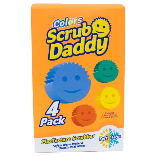 Scrub Daddy Colors Spugna Piatti Lavabile, Spugne Cucina E Bagno, Spugnette Lavapiatti Non Graffia Con Design Morbido E Compatto Flextexture, Lavabile