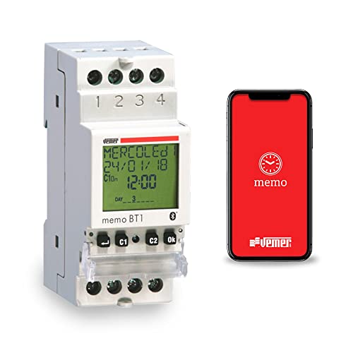 Vemer Ve767600 Memo Bt1 - Interruttore Digitale Con Programmazione Oraria O Astronomica, Interfaccia Bluetooth Con Smartphone E Tablet E App Dedicata,