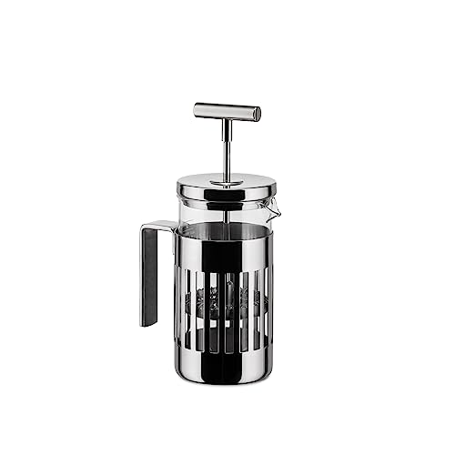 Alessi 9094/3 - Caffettiere Di Design A Presso-Filtro O Infusiera In Acciaio Inossidabile 18/10 Lucido, Vetro Pirofilo, 3 Tazze