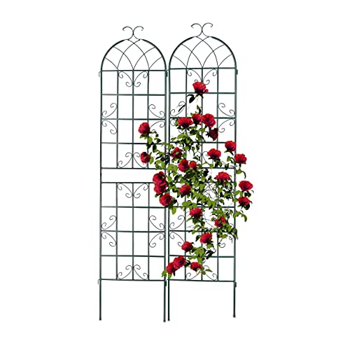 Relaxdays Grigliati Per Rampicanti, Set Da 2, Hxl 220 X 50 Cm, Supporti In Metallo Per Piante Tralicci A Incastro, Verde
