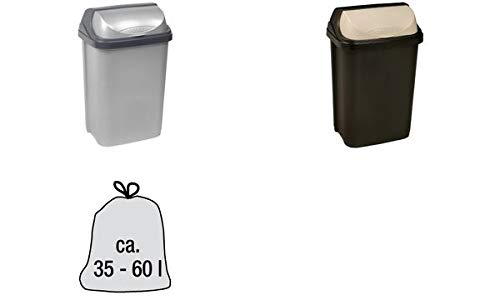 Keeeper Pattumiera Con Coperchio A Scorrimento, 25 L, Rasmus, Grigio Grafite