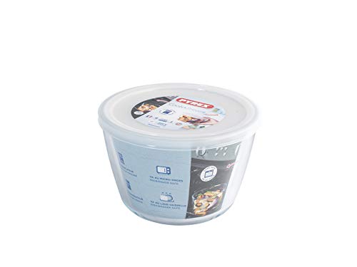 Pyrex Cook&Freeze Contenitore Tondo Con Coperchio, Vetro, Bianco, 1,6 Litri, 1,6 L