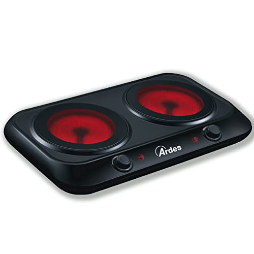 Ardes | Doppia Piastra Elettrica Per Cucinare In Vetroceramica 5 Livelli Di Potenza Compatibile Con Tutte Le Pentole Fornello Da Campeggio Elettrico P