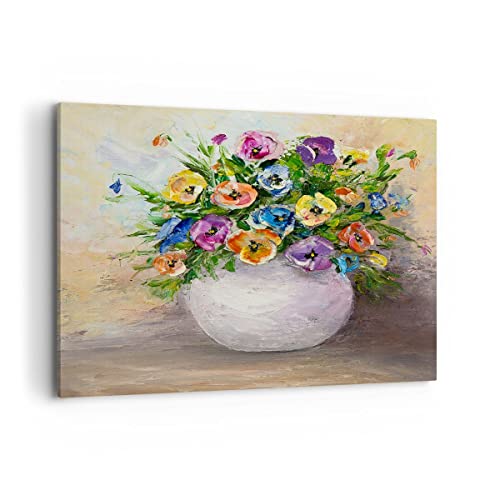 Quadri Moderni Soggiorno Fiori Bouquet Vaso Colorato Quadro Su Tela 120X80Cm Stampe Da Parete Camera Da Letto Cucina 1 Pezzo Wall Art Canvas Grandi De
