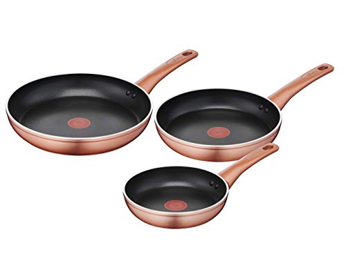 Lagostina Set Padelle Antiaderenti In Alluminio Ø 20/24/28 Cm, Esterno Effetto Rame, 3 Pezzi, Batteria Di Pentole Gas E Forno Con Indicatore Cottura T