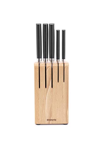 Brabantia 260483 Ceppo Di Coltelli, Legno E Nero, Altezza: 36 Cm, Lunghezza: 10 Cm, Larghezza: 12 Cm