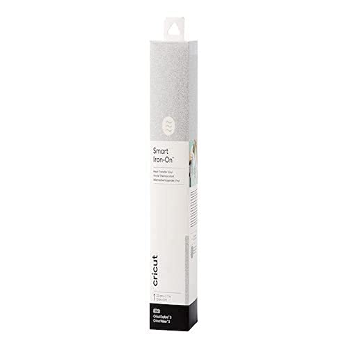 Cricut Smart Iron-On Heat-Transfer Vinyl | 1 Sheet | 33Cm X Glitter Silver, Vinile, 2.7M (9Ft), 2 Unità