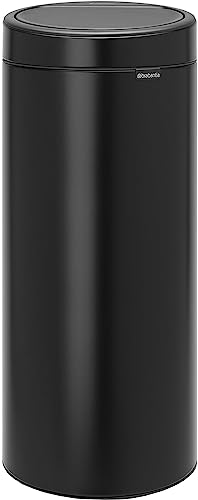 Brabantia Touch Bin New Pattumiera, Metallo, Nero Opaco, 30 Litri