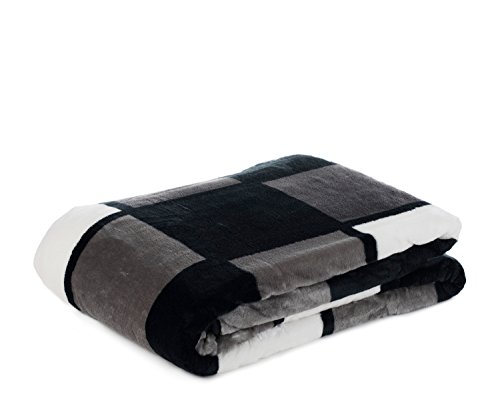 Gözze - Coperta Morbida, Sensazione Cashmere, Tessuto Spesso 500 G/M², Antigua, 100% Microfibra, 150 X 200 Cm - Antracite/Nero/Bianco