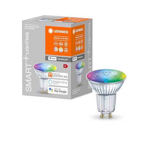 Ledvance Lampada Con Riflettore A Led Intelligente Con Tecnologia Wifi, Base Gu10, Colore Della Luce Variabile(2700-6500K), Colori Rgb Modificabili, D