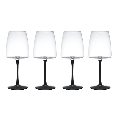 Mikasa Palermo Set Di 4 Calici Da Vino Rosso In Cristallo, 450 Ml, Con Stelo Nero - 100% Cristallo Senza Piombo - Confezione Regalo E Lavabile In Lava