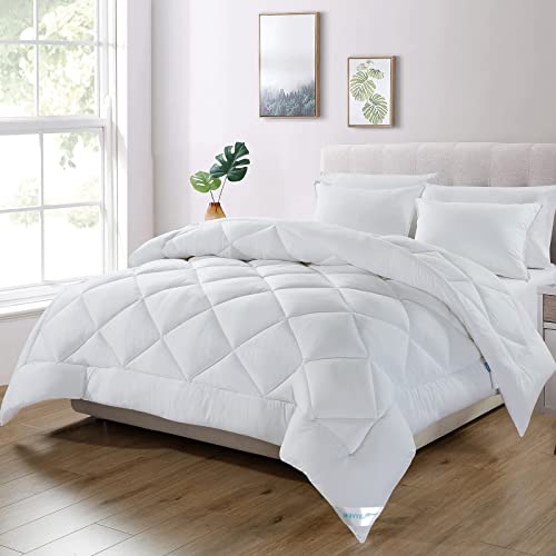 Wavve Piumino Letto Matrimoniale 4 Stagioni 220X240 - Piumone Autunnale Invernale 220 X 240 Cm - Coperta Trapunta 240X220 Di Microfibra Sintetico, Bia