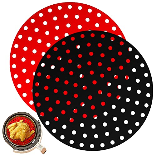 Nk 2 Pezzi Tappetino Friggitrice Ad Aria Riutilizzabili (Carta Forno Silicone) - Airfryer Liner, Antiaderente, Accessori Per Friggitrice Senza Olio, 1