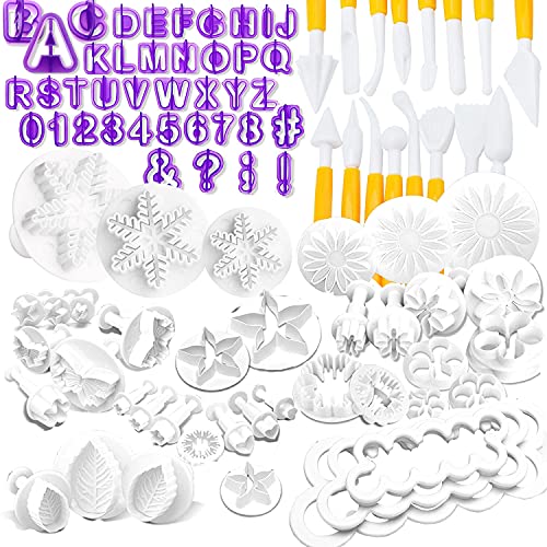 Nuyoah Stampi Per Cake Design Stampini Per Dolci 87Pz Formine Per Pasta Di Zucchero Kit Di Stampi Per Fondente Con Lettere Numeri E Fiori Attrezzi Di 