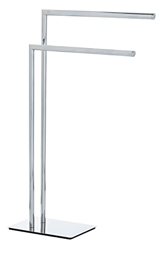 Wenko Portasciugamani Recco, Porta Asciugamani Con 2 Braccia Paralleli, Piastra Di Base Stabile, Metallo Cromato