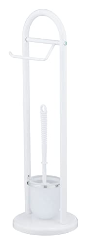 Wenko Set Da Toilette Autoportante Siena, Supporto Per Carta Igienica E Scopino, Porta Carta Igienica, Portarotolo Incluso Scopino, Acciaio Ø 19X63Cm,