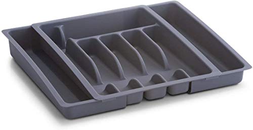 Zeller 24887 Portaposate, Allungabile, Plastica, Grigio, 48X38X6.5 Cm
