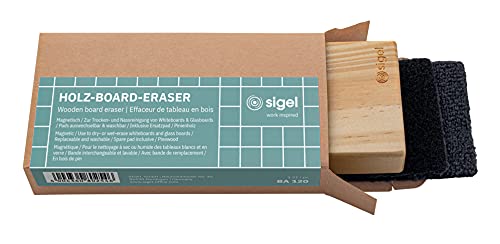 Sigel Ba120 Gomma Per Lavagna Di Legno, Magnetico, 13 X 6 Cm, Rimuove L'Inchiostro Rapidamente E A Secco