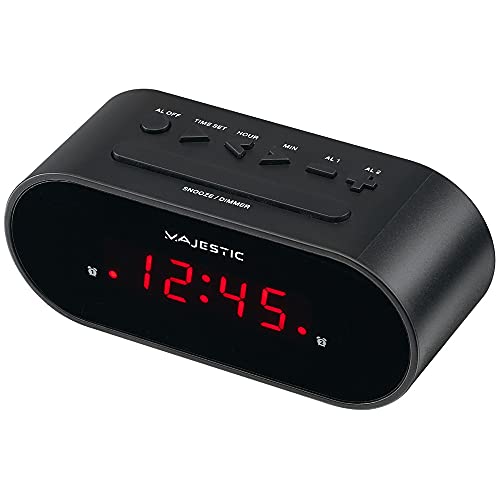 Majestic Sve 235 - Sveglia Digitale Display Led, Doppio Allarme, Snooze, Nero
